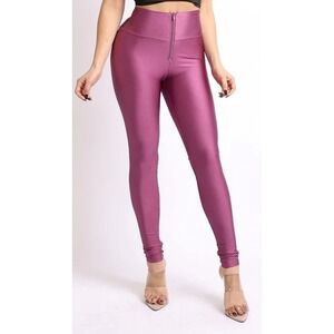 Too Hot Fashions Zip Up Leggings - Violet (Size S)